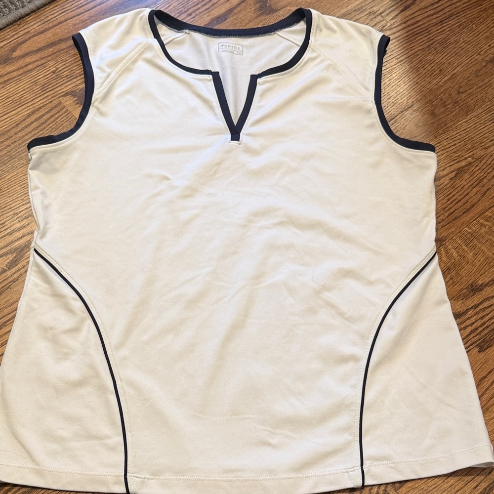 Aspire Cream Tank Top with Black Accents